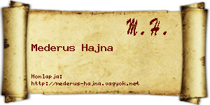 Mederus Hajna névjegykártya